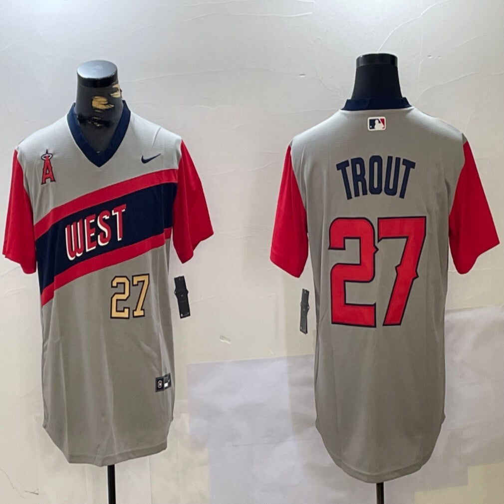 Los Angeles Angels #27 Mike Trout Angels Retro Adult Style 5