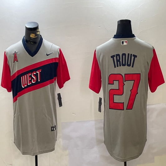 Los Angeles Angels #27 Mike Trout Angels Retro Adult Style 6