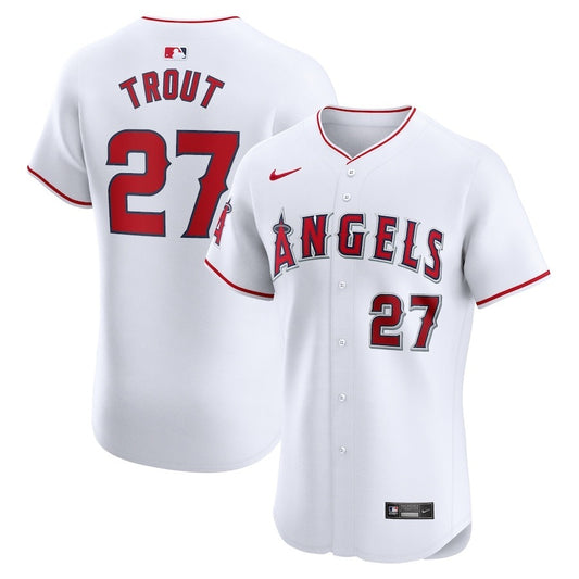 Los Angeles Angels #27 Mike Trout Home Elite Player Jersey - White