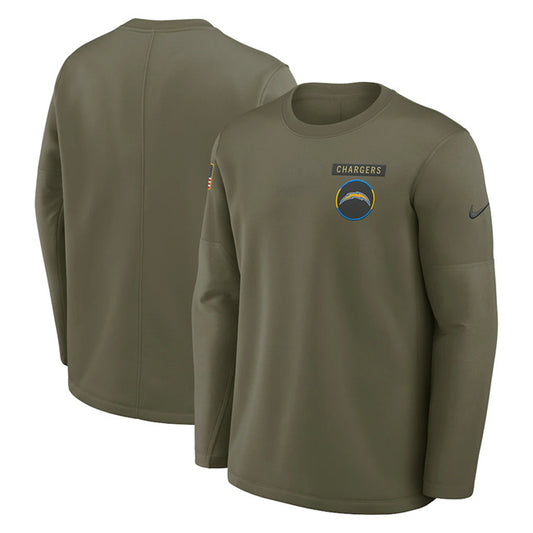Los Angeles Chargers Olive 2025 Salute to Service Sideline Coaches Therma-FIT