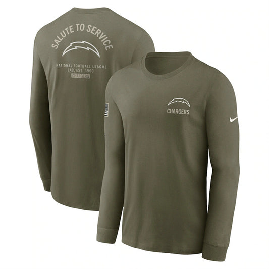 Los Angeles Chargers Olive 2025 Salute to Service Sideline Long Sleeve T-Shirt
