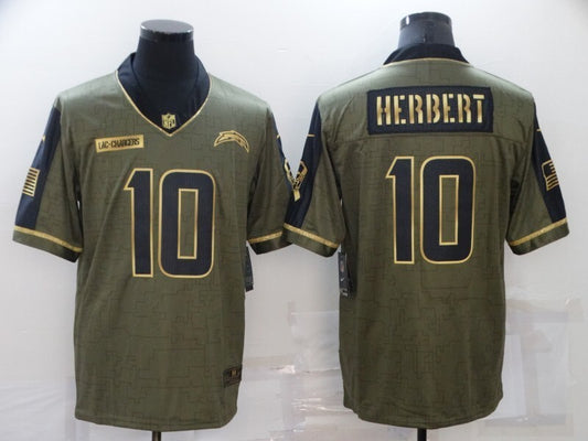 Los Angeles Chargers #10 Justin Herbert 21 Salute Gold Text 910
