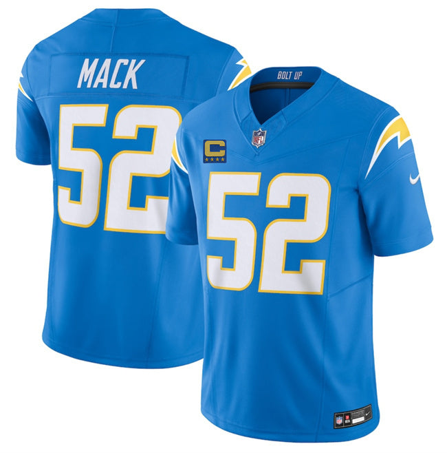 Los Angeles Chargers #52 Khalil Mack Blue 2025 F.U.S.E With 4-Star C Patch Vapor