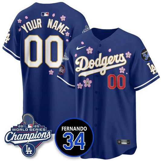 Los Angeles Dodgers ACTIVE PLAYER Custom Royal Tokyo 2025 World Series 34
