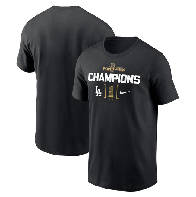 Los Angeles Dodgers Black 2024 World Series Champions Trophy T-Shirt