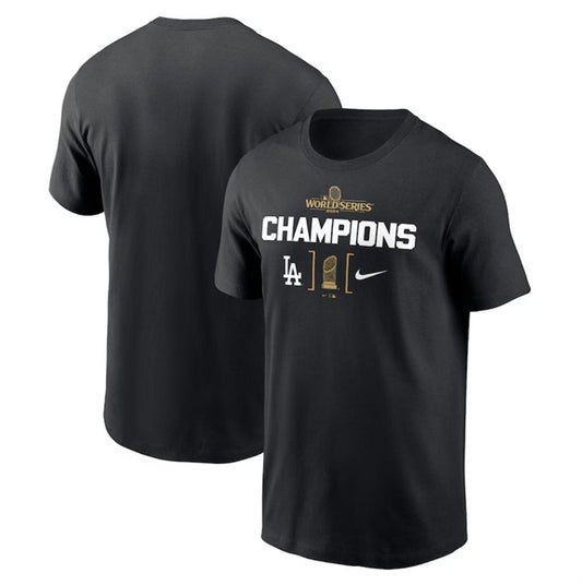 Los Angeles Dodgers Black 2024 World Series Champions Trophy T-Shirt