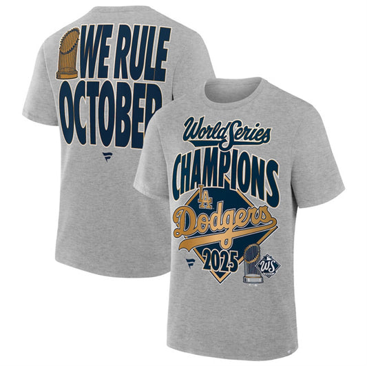 Los Angeles Dodgers Grey 2025 World Series Champions Locker Room T-Shirt