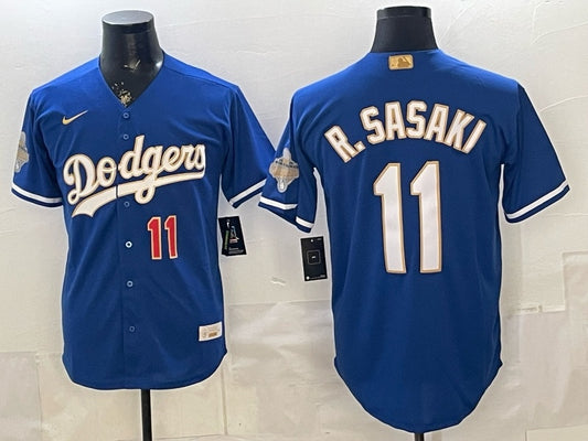 Los Angeles Dodgers #11 Roki Sasaki Dodgers Blue Gold Adult