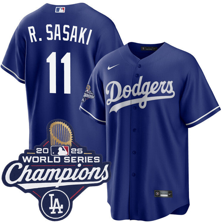 Los Angeles Dodgers #11 Roki Sasaki Royal 2025 Alternate World Series Champions Jersey