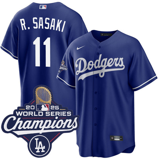 Los Angeles Dodgers #11 Roki Sasaki Royal 2025 Alternate World Series Champions Jersey