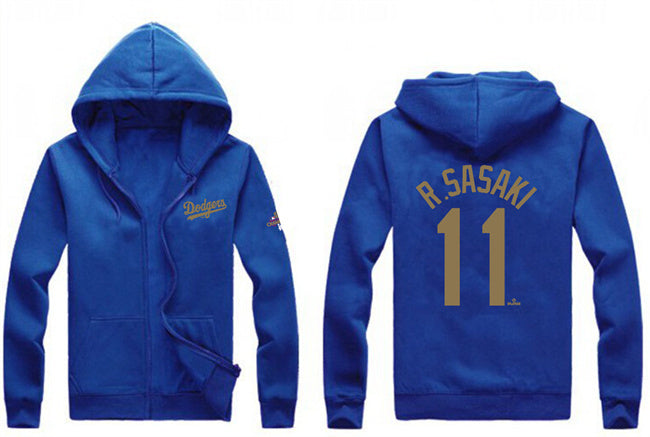 Los Angeles Dodgers #11 Roki Sasaki Royal Gold 2024 World Series Champions Full-Zip