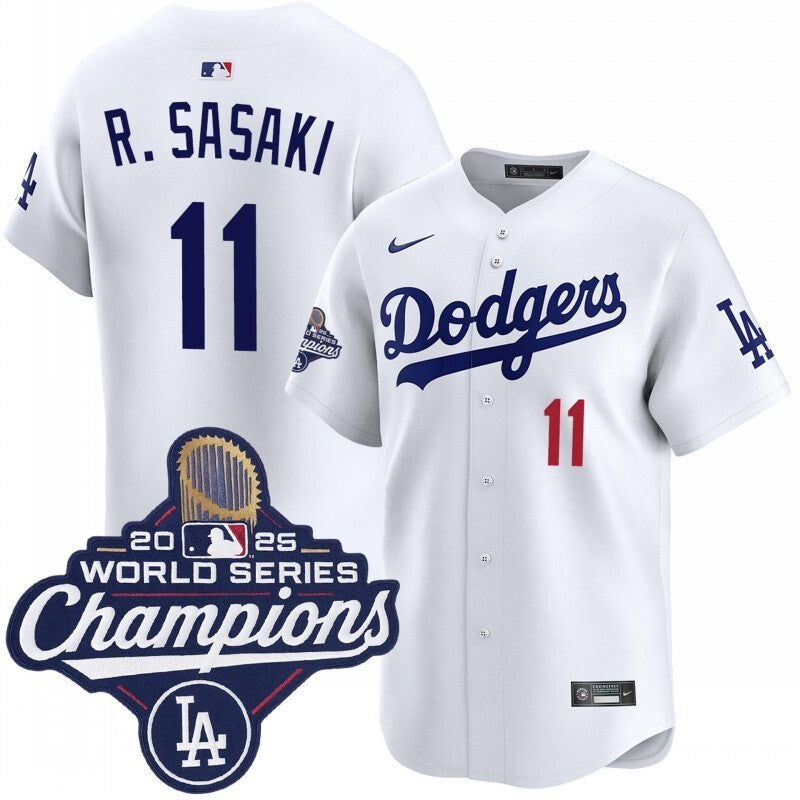Los Angeles Dodgers #11 Roki Sasaki home limited 2025 world series champions jersey