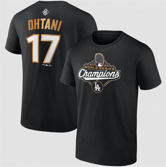 Los Angeles Dodgers #17 Shohei Ohtani Black 2025 World Series Champions Name &