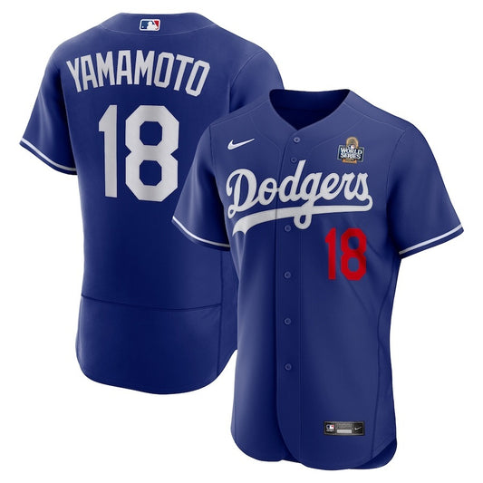 Los Angeles Dodgers #18 Yoshinobu Yamamoto 2024 World Series Alternate Authentic Player Jersey - Royal