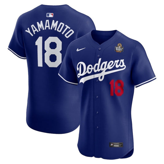 Los Angeles Dodgers #18 Yoshinobu Yamamoto 2024 World Series Alternate Elite Player Jersey - Royal