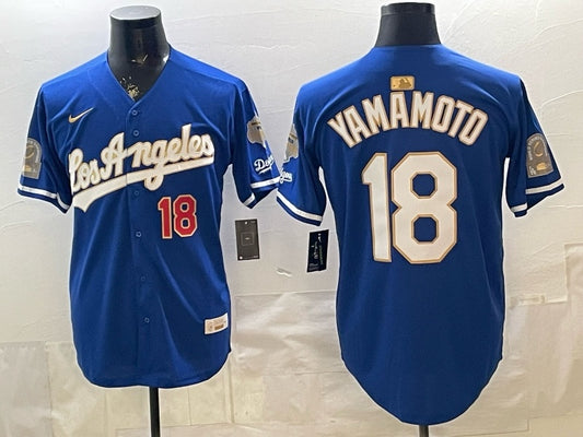 Los Angeles Dodgers #18 Yoshinobu Yamamoto Dodgers English Special V2 Style 1