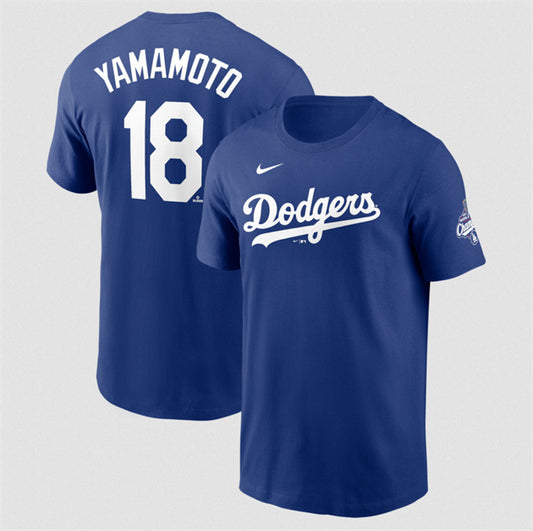 Los Angeles Dodgers #18 Yoshinobu Yamamoto Royal 2025 World Series Champions Name &