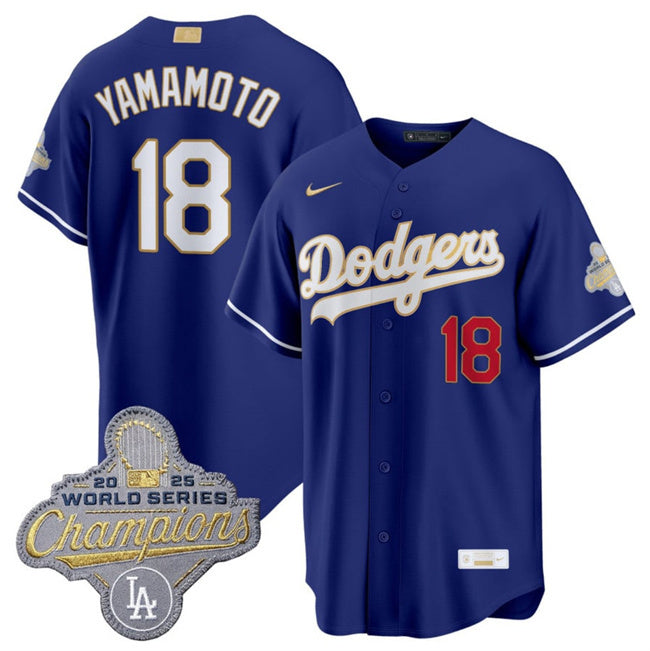 Los Angeles Dodgers #18 Yoshinobu Yamamoto Royal 2026 Alternate Gold Collection