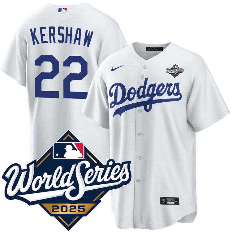 Los Angeles Dodgers #22 Clayton Kershaw Home 2025 World Series Jersey