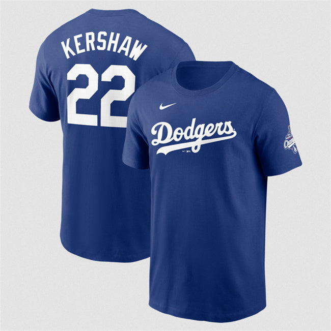 Los Angeles Dodgers #22 Clayton Kershaw Royal 2025 World Series Champions Name &