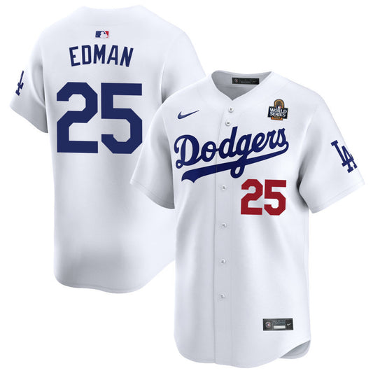 Los Angeles Dodgers #25 Tommy Edman 2024 World Series Home Limited Jersey - White