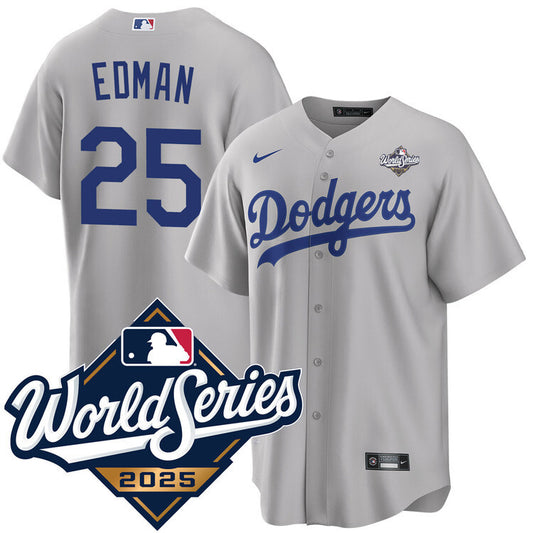 Los Angeles Dodgers #25 Tommy Edman Alternate 2025 Road World Series Jersey