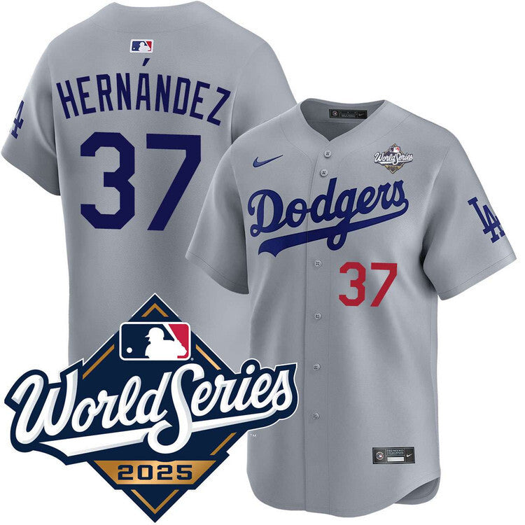 Los Angeles Dodgers #37 Teoscar Hernandez Alternate Road Limited 2025 World Series Jersey