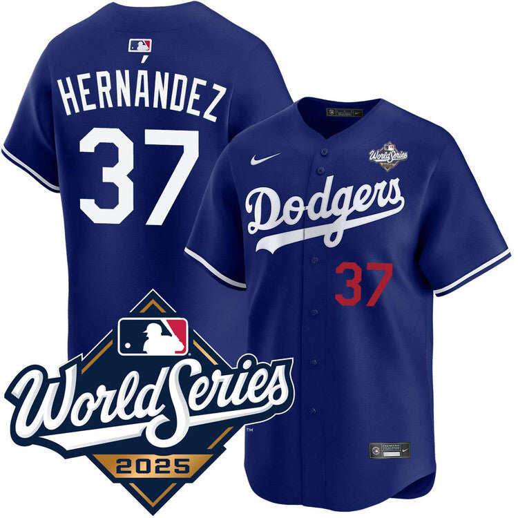 Los Angeles Dodgers #37 Teoscar Hernandez Alternate Royal Limited 2025 World Series Jersey