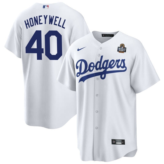 Los Angeles Dodgers #40 Brent Honeywell 2024 World Series Home Jersey - White