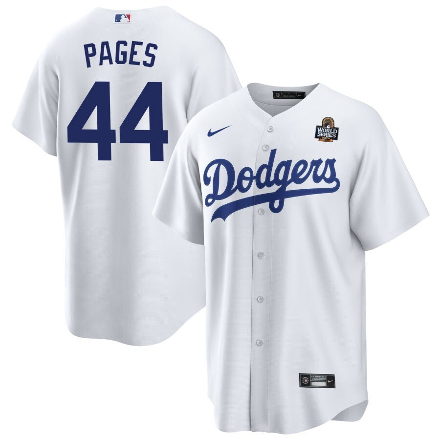 Los Angeles Dodgers #44 Andy Pages 2024 World Series Home Jersey - White