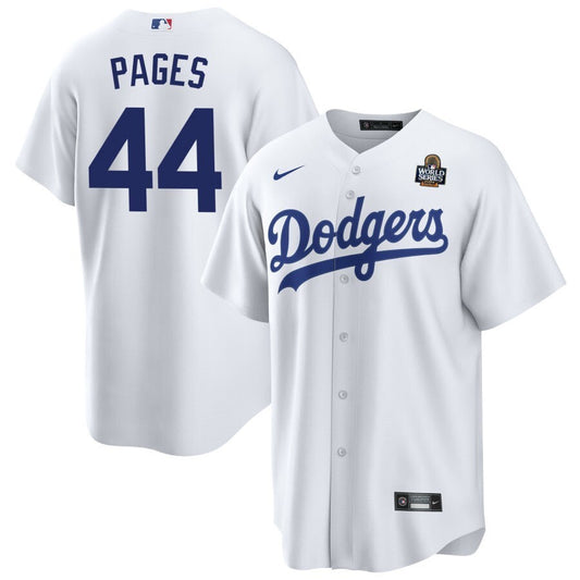 Los Angeles Dodgers #44 Andy Pages 2024 World Series Home Jersey - White