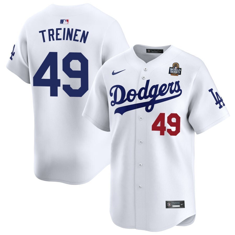Los Angeles Dodgers #49 Blake Treinen 2024 World Series Home Limited Jersey - White
