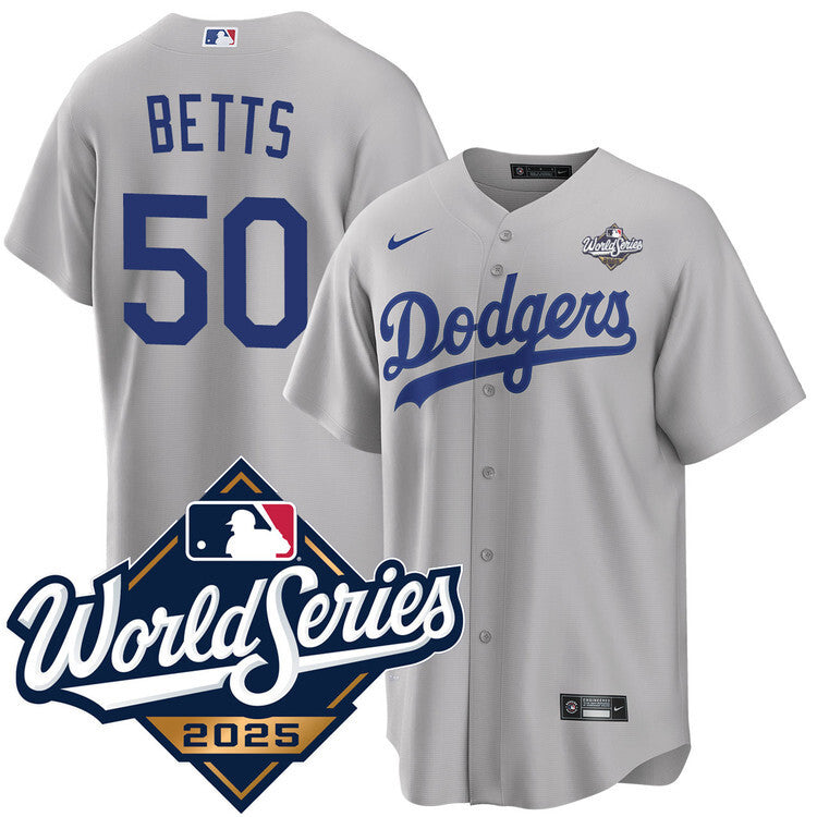 Los Angeles Dodgers #50 Mookie Betts Alternate 2025 Road World Series Jersey