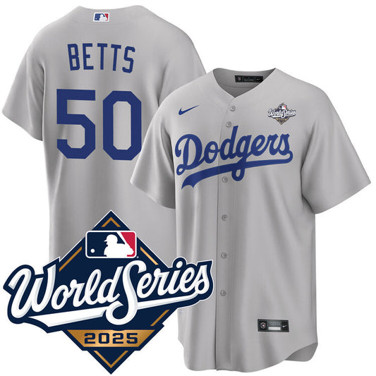Los Angeles Dodgers #50 Mookie Betts Alternate 2025 Road World Series Jersey