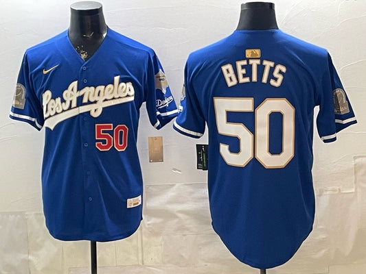Los Angeles Dodgers #50 Mookie Betts Dodgers English Special V2 Style 1