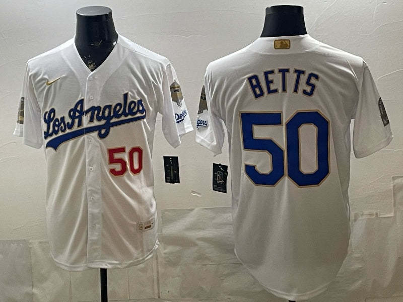 Los Angeles Dodgers #50 Mookie Betts Dodgers Platinum English Special V2