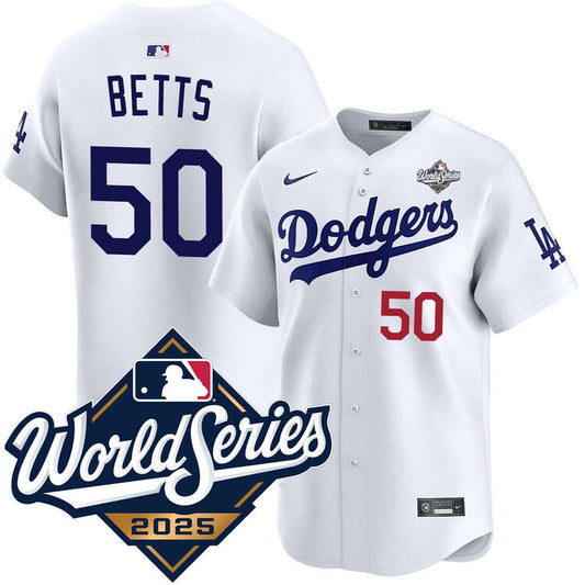 Los Angeles Dodgers #50 Mookie Betts Home Limited 2025 World Series Jersey