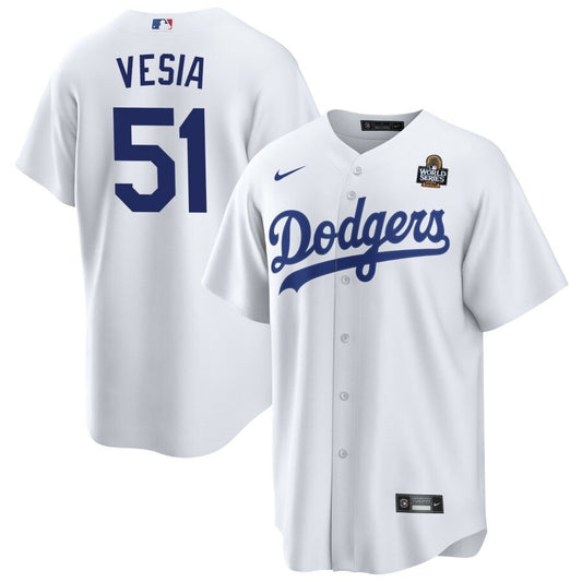 Los Angeles Dodgers #51 Alex Vesia 2024 World Series Home Jersey - White