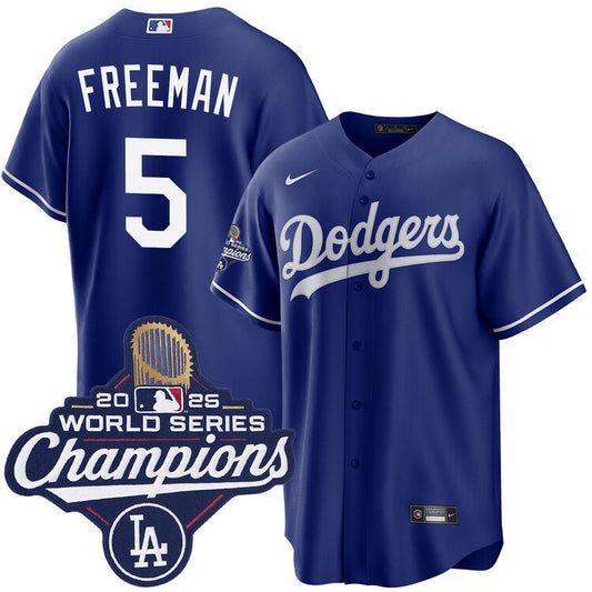Los Angeles Dodgers #5 Freddie Freeman Royal 2025 Alternate World Series Champions Jersey