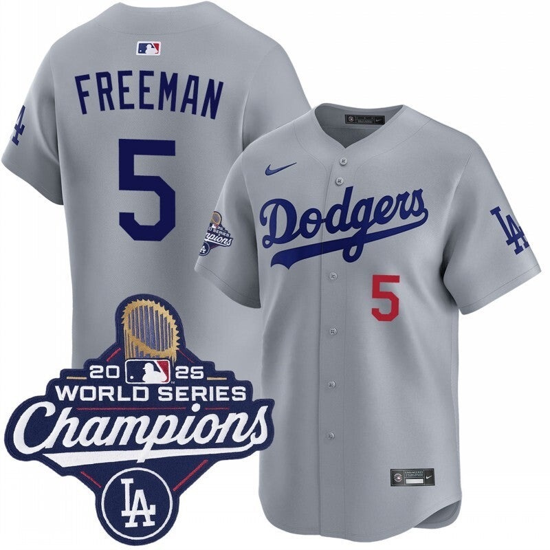 Los Angeles Dodgers #5 Freddie Freeman alternate road limited 2025 world series champions jersey