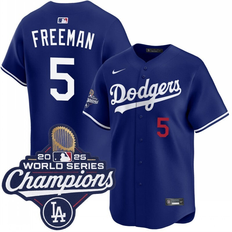 Los Angeles Dodgers #5 Freddie Freeman alternate royal limited 2025 world series champions jersey
