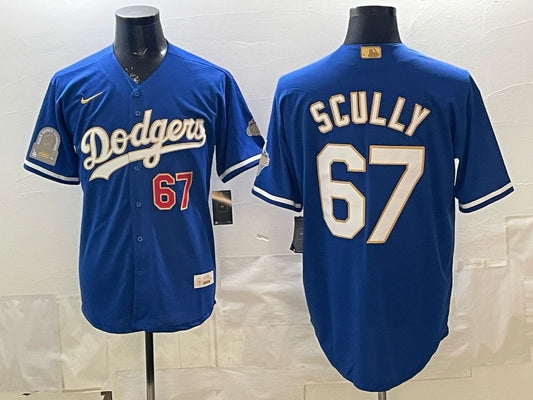 Los Angeles Dodgers #67 Vin Scully Dodgers Gold Text V2 Style 1