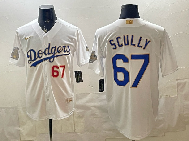 Los Angeles Dodgers #67 Vin Scully Dodgers Gold Text V2 Style 2