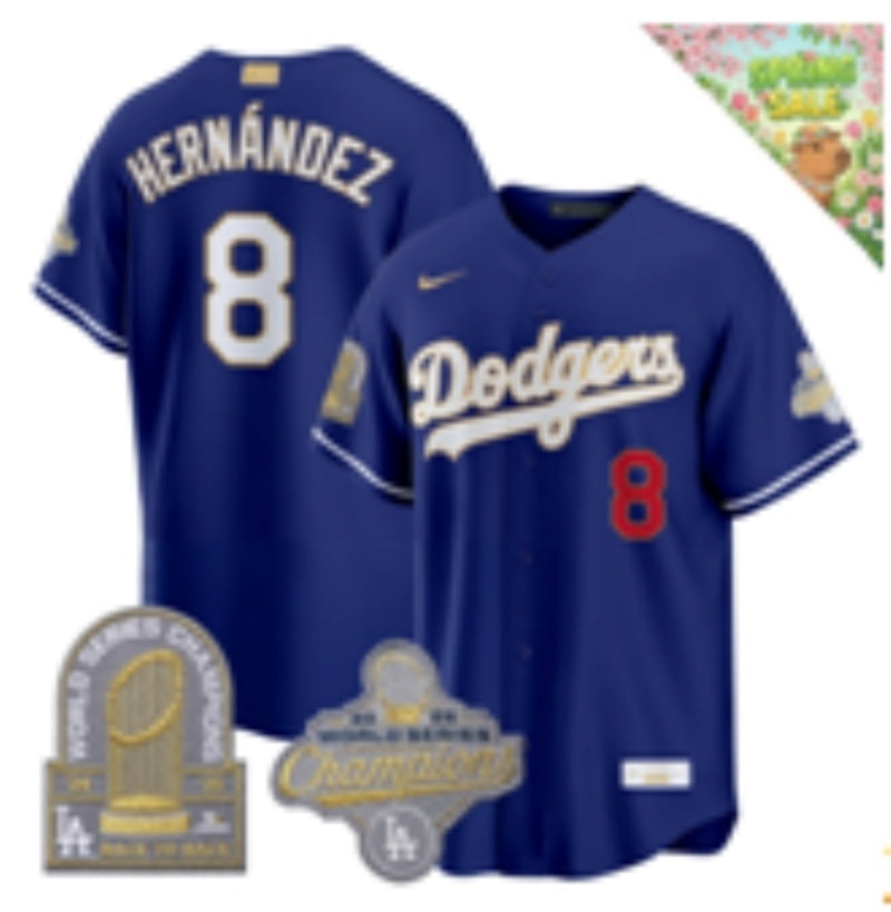Los Angeles Dodgers #8 Enrique Hernandez Dodgers Blue Gold V2