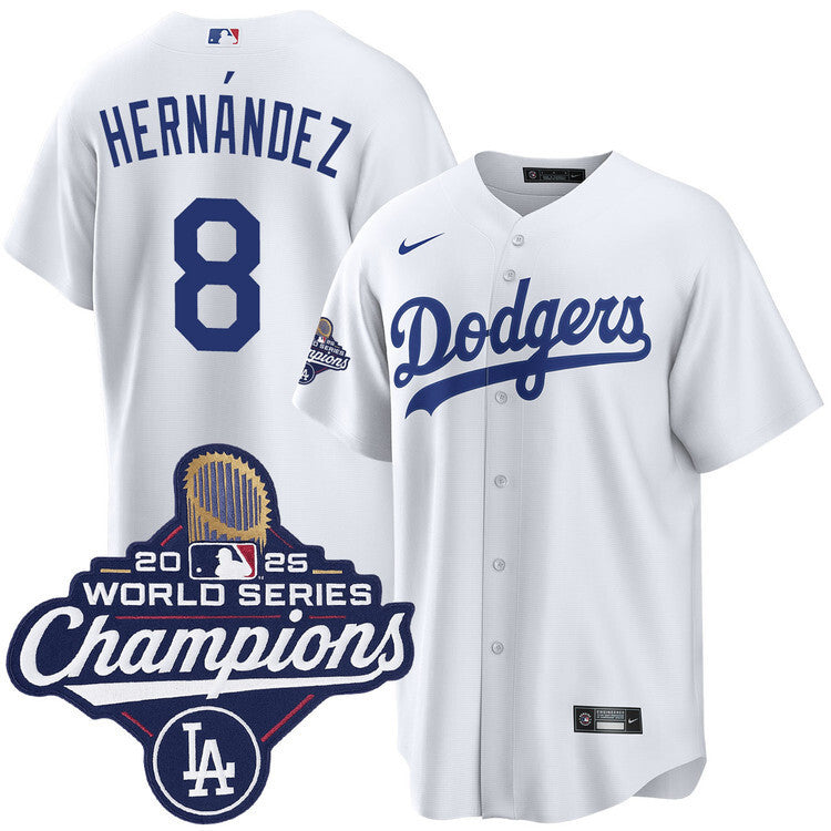 Los Angeles Dodgers #8 Enrique Hernandez Home 2025 World Series Champions Jersey