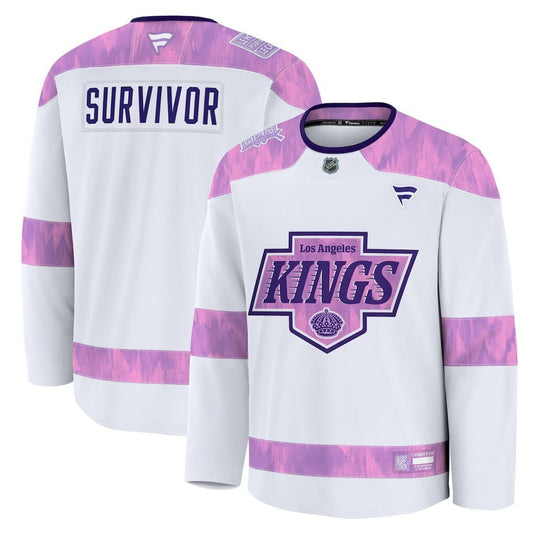 Los Angeles Kings Fanatics Hockey Fights Cancer Practice Jersey - White