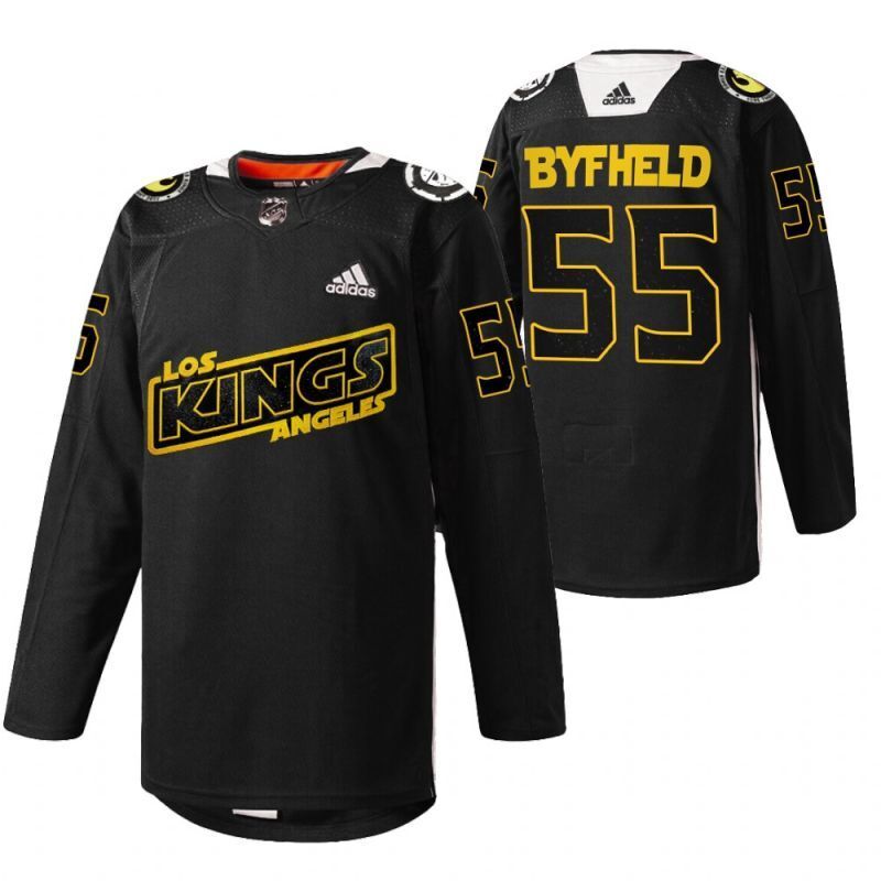 Los Angeles Kings #55 quinton-byfield-black-star-wars-night-2022-warmup-jersey