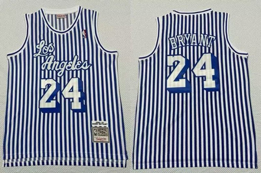 Los Angeles Lakers #24 Kobe Bryant Lakers 24 # Kobe White Blue Classic Retro Premium Mesh Jersey
