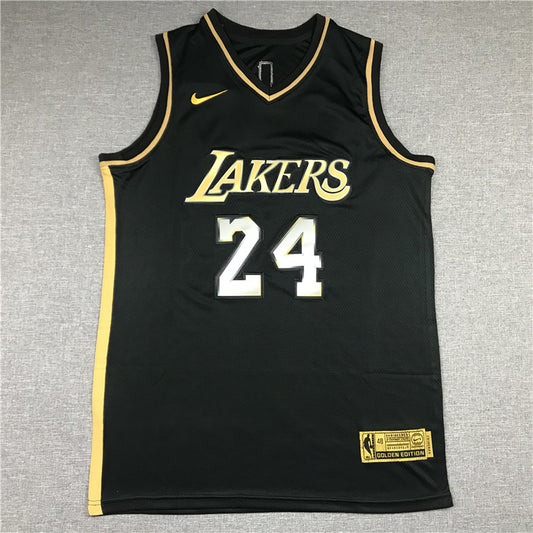 Los Angeles Lakers #24 Kobe Bryant New Lakers 24 Black Gold Style 2