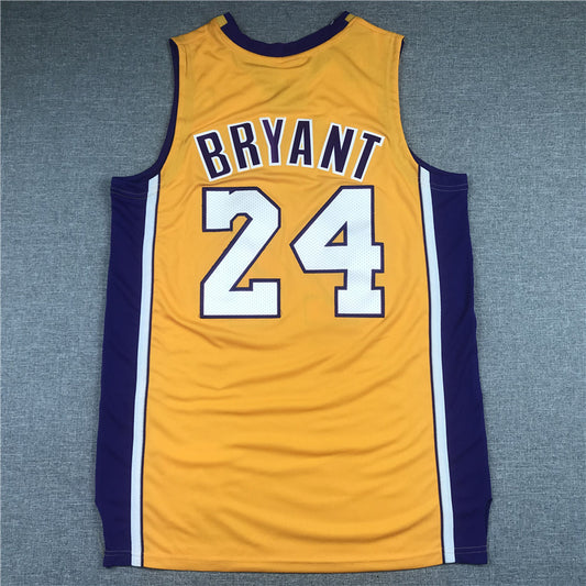 Los Angeles Lakers #24 kobe Bryant Lakers 24 Yellow V Collar 2006-07 Retro Logo Style 1